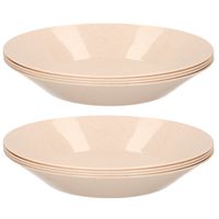 8x ontbijt/diner diepe bordjes van afbreekbaar bio materiaal 21 cm in het eco-beige