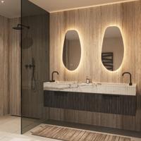 HIPP Design Phantom Organische LED spiegel - 45 x 90 cm - Directe en Indirecte LED - Spiegelverwarming - Kleurenwissel - Touch Dimmer