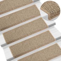 VidaXL Trapmatten zelfklevend 15 st sisal-look 65x21x4 cm donkerbeige
