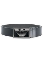 Emporio Armani ceinture à plaque logo - Noir - thumbnail