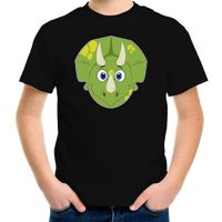 Cartoon dino t-shirt zwart voor jongens en meisjes - Cartoon dieren t-shirts kinderen - thumbnail