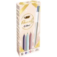 Bic 4-kleurenbalpen Pearl, doos van 12 stuks, assorti
