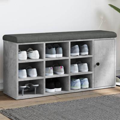 Schoenenbank 102x32x50 cm bewerkt hout betongrijs