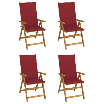 Tuinstoelen 4 st verstelbaar met kussens massief acaciahout