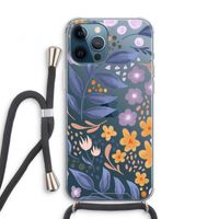 Flowers with blue leaves: iPhone 12 Pro Transparant Hoesje met koord