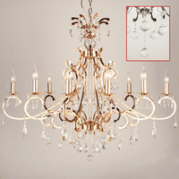 Hanglamp Luzia 10 lichts ovaal + bol kristallen helder verguld - thumbnail