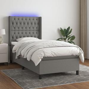 Boxspring met matras en LED stof donkergrijs 90x200 cm SKU: V3138526