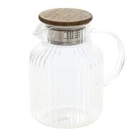 Theepot met infuser - glas - met deksel - transparant - 1,6 liter