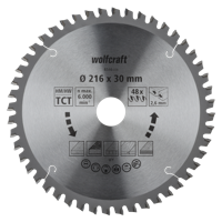 Wolfcraft Kap- en verstekzaagblad | HM | 48 Zähne | Ø216mm | 1 stuk - 6546000