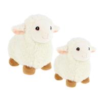 Keel Toys 2x schapen knuffels - pluche schaap/lammetje knuffeldier - wit - lopend - 18 en 25 cm