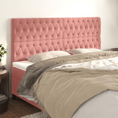 Hoofdborden 4 st 90x7x78/88 cm fluweel roze