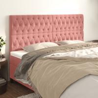 Hoofdborden 4 st 90x7x78/88 cm fluweel roze