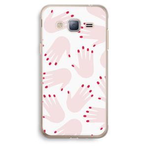 Hands pink: Samsung Galaxy J3 (2016) Transparant Hoesje