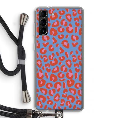 Leopard blue: Samsung Galaxy S21 Plus Transparant Hoesje met koord