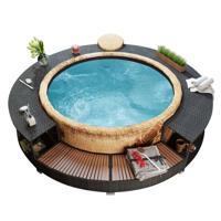 Hottub-ombouw poly rattan zwart