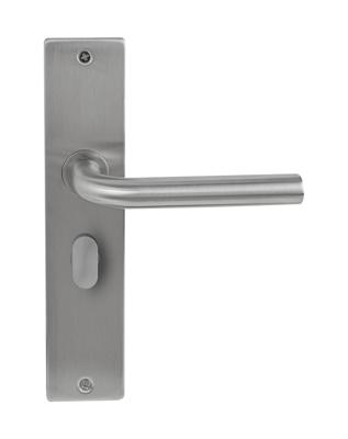 Deurklink Trevo rvs basis op langschild vrij- en bezet 63mm