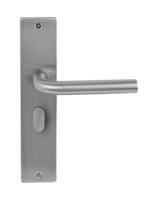 Deurklink Trevo rvs basis op langschild vrij- en bezet 63mm