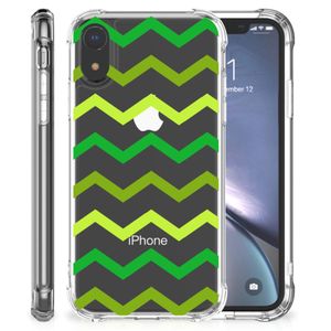 Apple iPhone Xr Doorzichtige Silicone Hoesje Zigzag Groen