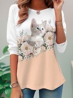 Casual Floral Crew Neck Loose T-Shirt