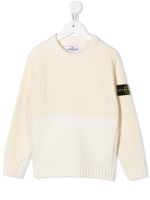Stone Island Junior pull bicolore à patch Compass - Tons neutres