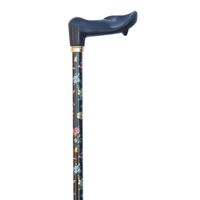 Classic Canes Verstelbare wandelstok - Zwart - Bloemen - Rechtshandig - Ergonomisch handvat - Lengte 75 - 99 cm - thumbnail