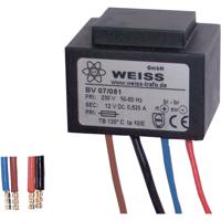 Weiss Elektrotechnik 07/051 Compacte netvoedingstransformator 1 x 230 V 1 x 12 V/DC 7.50 W 625 mA