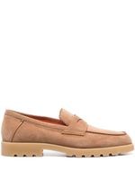 Santoni almond-toe suede loafers - Marron