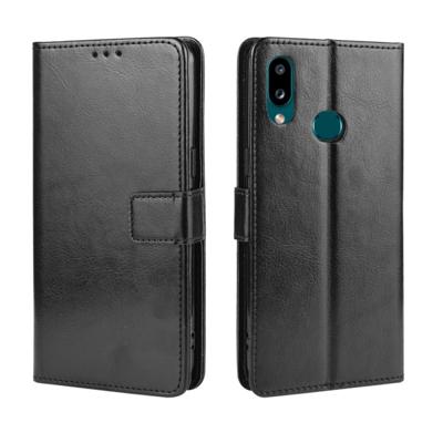 Voor Galaxy A10s retro Crazy Horse textuur horizontale Flip lederen draagtas met houder & kaartsleuven & fotolijstjes (zwart)