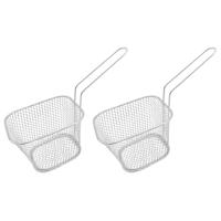 Frietmandje - 2x stuks - 15x8 cm - metaal - snack serveer mandje - frituur serveerschaal Frietmandje - 2x stuks - 15x8 cm - metaal - snack serveer mandje - frituur serveerschaal