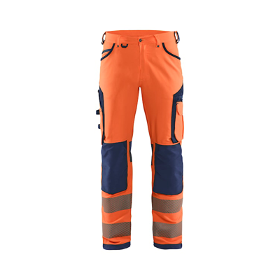 Blåkläder High-Vis werkbroek met 4-weg stretch zonder spijkerzakken 11971642 | High Vis Oranje/Marineblauw | Maat 62 - 7330509840887