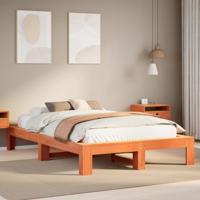 Bedframe zonder matras massief grenenhout wasbruin 120x190 cm
