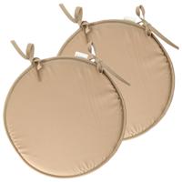 Stof Textile Home stoelkussens - 2x - beige - D40 x H3 cm - voor binnen - rond