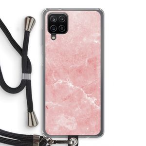 Roze marmer: Samsung Galaxy A12 Transparant Hoesje met koord