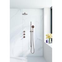 Fortifura Nebbio Regendoucheset - inbouwkraan - inbouwdeel - glijstang - doucheslang metaal - ronde handdouche - 35cm wandarm - ronde hoofddouche - geborsteld koper PVD (koper) SW1183069 SW1111533 SW970048 SW970047 SW970043 SW1