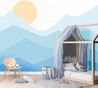 Panoramisch Behang Landscape - 300x285cm Rol Blauw Panoramisch Behang Landscape - 300x285cm Rol Blauw