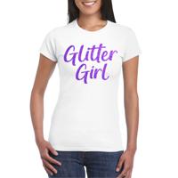 Verkleed T-shirt voor dames - glitter girl - wit - glitter and glamour - carnaval/themafeest - thumbnail