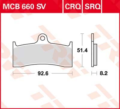 TRW Remblokken, en remschoenen voor de moto, MCB660SV Sinter street