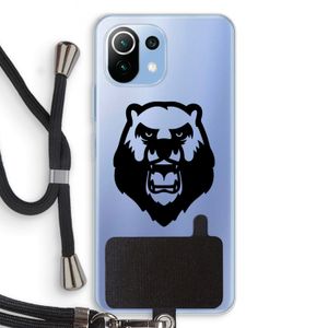 Angry Bear (black): Xiaomi Mi 11 Lite Transparant Hoesje met koord