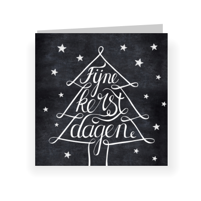 Strakke kerstkaart met kerstboom in zwart wit (proefdruk) Strakke kerstkaart met kerstboom in zwart wit (proefdruk)