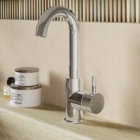 Wastafelkraan SaniClear Matrix Curved | Opbouw | Mengkraan | Hoog model | Chroom