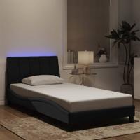 Bedframe met LED zonder matras "Hanko" fluweel zwart 100x200 cm
