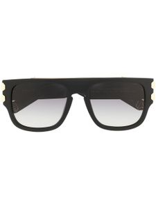 Philipp Plein lunettes de soleil carrées à plaque logo - Noir