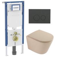 QeramiQ Dely Toiletset - 36.3x51.7cm - diepspoel - rimless - Geberit UP720 inbouwreservoir - softclose toilet zitting - bedieningsplaat mat antraciet - ronde knoppen - mat beige SW1000764/SW1000770/SW1237202/SW1102376 QeramiQ Dely Toiletset - 36.3x51.7cm - diepspoel - rimless - Geberit UP720 inbouwreservoir - softclose toilet zitting - bedieningsplaat mat antraciet - ronde knoppen - mat beige SW1000764/SW1000770/SW1237202/SW1102376