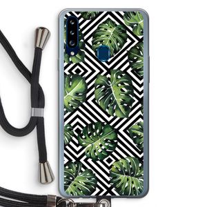 Geometrische jungle: Samsung Galaxy A20s Transparant Hoesje met koord