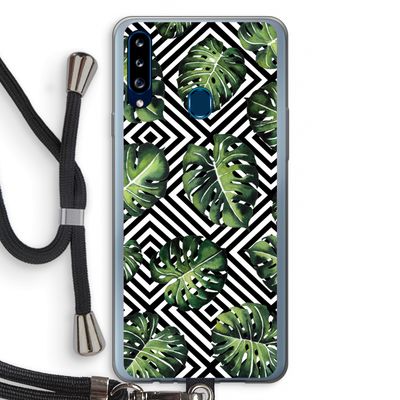 Geometrische jungle: Samsung Galaxy A20s Transparant Hoesje met koord