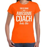 Awesome coach cadeau t-shirt oranje dames - thumbnail