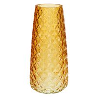 Bellatio Design Bloemenvaas - geel - glas - D10 x H21 cm - Vazen - thumbnail