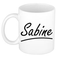 Sabine Naam koffiemok - beker - met sierlijke letters - wit - 300 ml - Cadeau - Dames