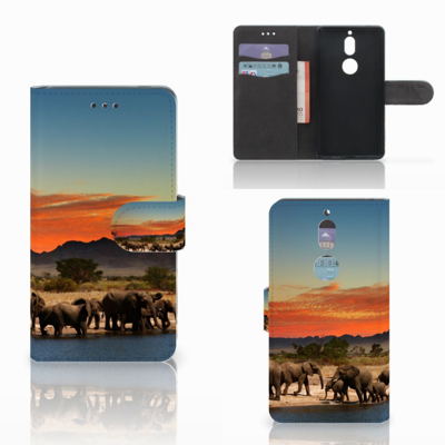 Nokia 7 | Telefoonhoesje | Met pasjeshouder | Olifanten