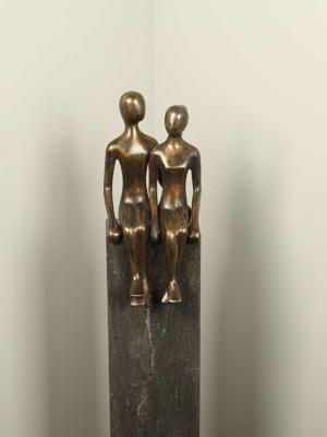 Bronzen beeld Koppel groot zit